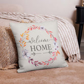 Welcome Home Spring Floral Wreath Throw Pillow, Throw Pillows, $ 55.50, A Moment Of Now™